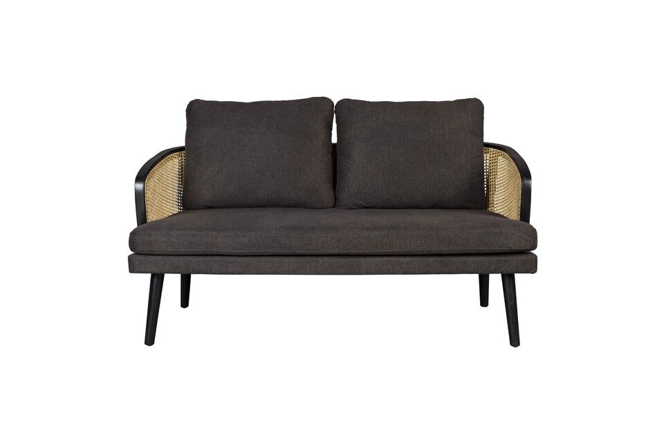 2-Sitzer-Sofa aus schwarzem Stoff Manou DutchBone