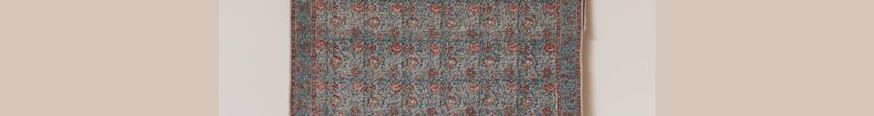 Materialbeschreibung Blauer Baumwollteppich 120x180 Vintage