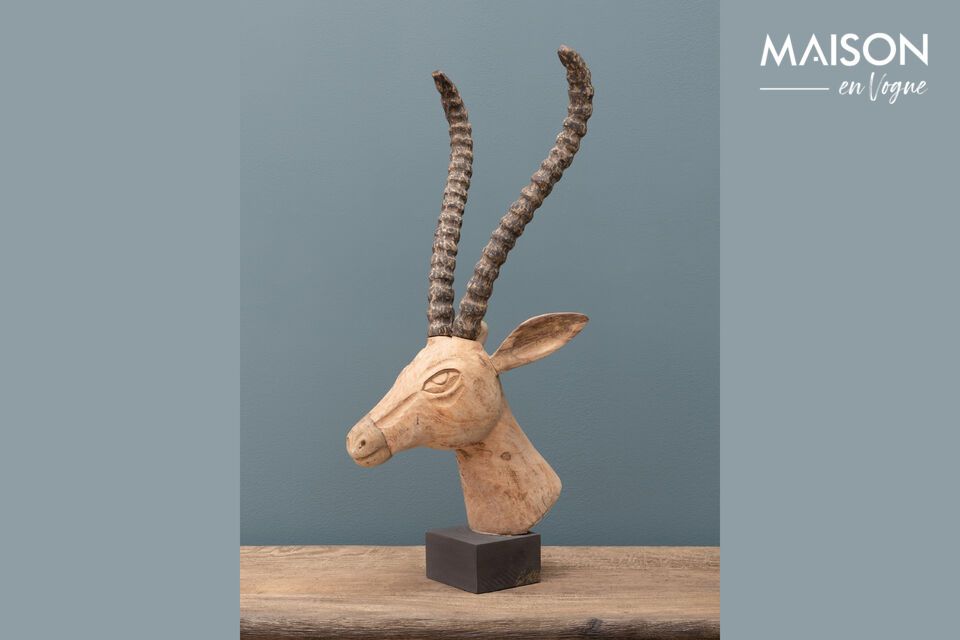 Figurine gazelle aus hellem Holz Geschnitzt Chehoma