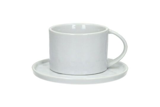 Große Tasse mit Untertasse aus weißem Porzellan Porcelino White ohne jede Grenze