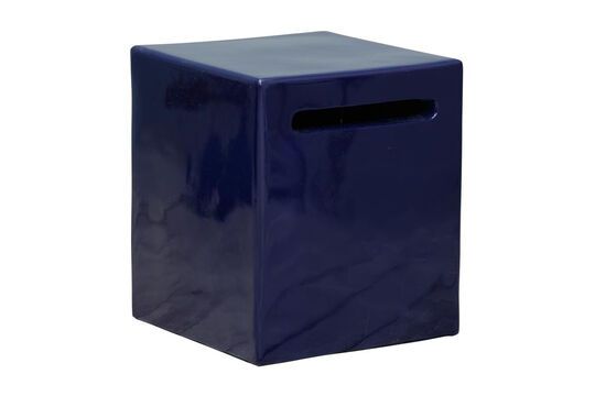 Hocker aus lackiertem Zement Blau