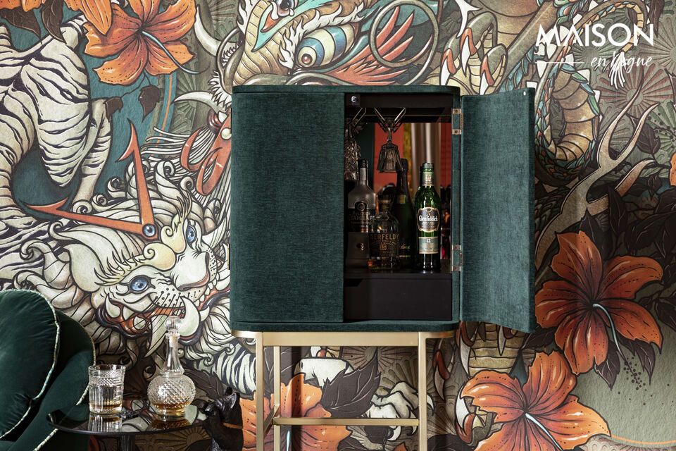 Die vom Art-Deco-Design inspirierte Kommode Cabinet aus grünem Holz vereint Raffinesse und