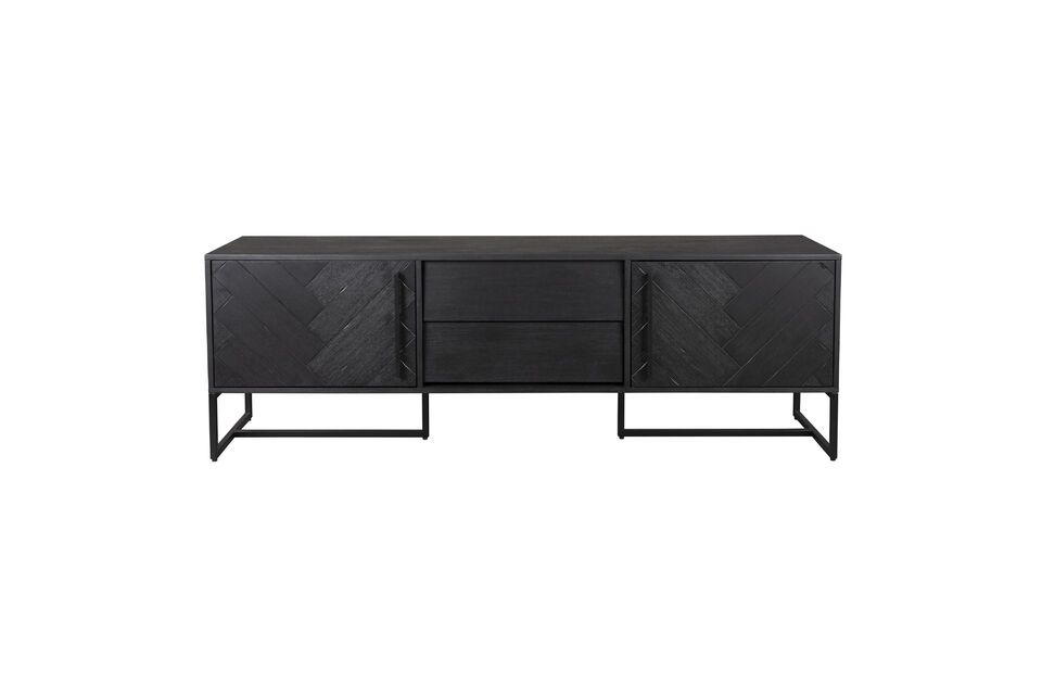 Schwarzes niedriges Sideboard aus Holz, elegant und funktional.