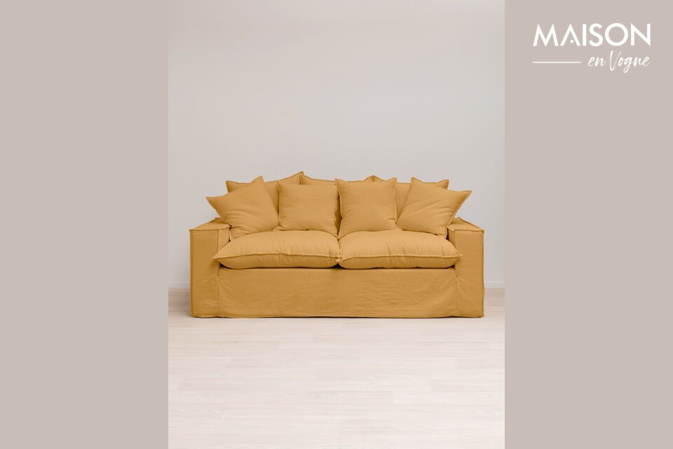 Orangefarbenes 3-Sitzer-Sofa aus Baumwolle Candela Chehoma