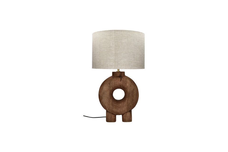 Runde Lampe aus braunem Holz Lampedusa Pomax