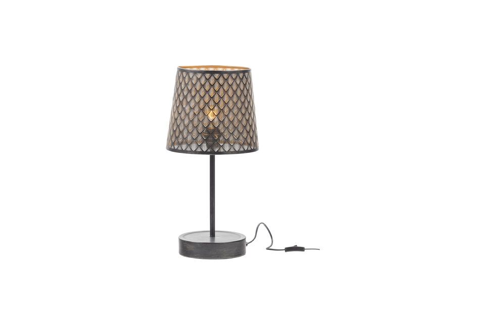 Schwarze Metalllampe mit Kars-Motiv, trendiger Art-Déco-Stil