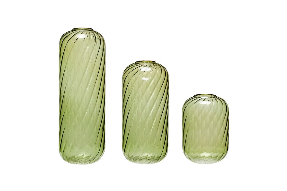 Set aus 3 grünen Glasvasen Blume Hübsch