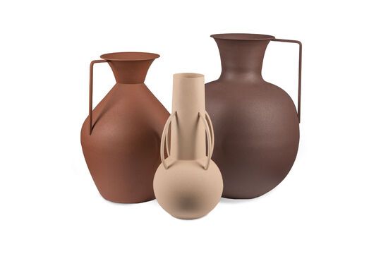 Set aus 3 Vasen aus recyceltem Eisen Cognac Roman