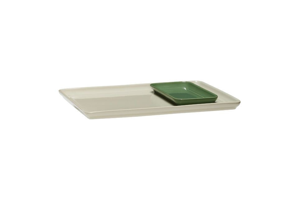 Set mit 2 Tabletts aus grüner Keramik Amare - 4