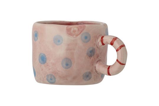 Tasse aus rosa Steingut mit blauen Punkten Nini ohne jede Grenze