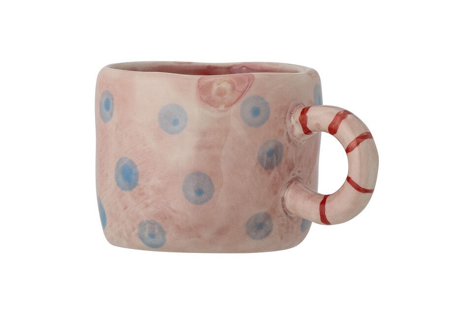 Tasse aus rosa Steingut mit blauen Punkten Nini Bloomingville