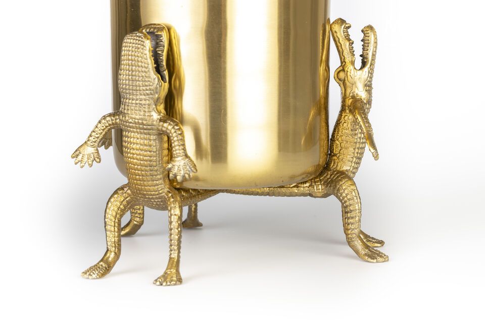 Übertopf aus recyceltem Aluminium gold Crocodiles L - 5