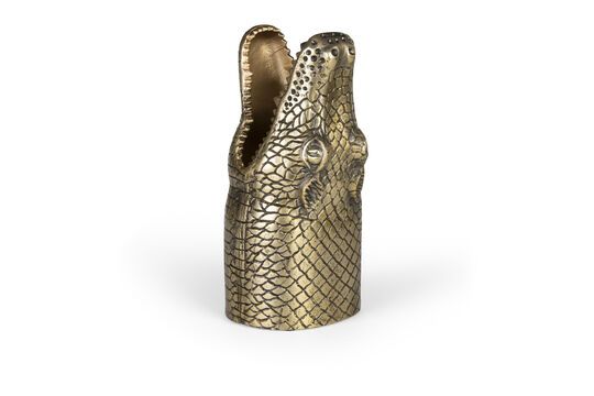 Vase aus recyceltem Aluminium in Gold Alligator