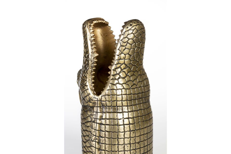 Vase aus recyceltem Aluminium in Gold Alligator - 6