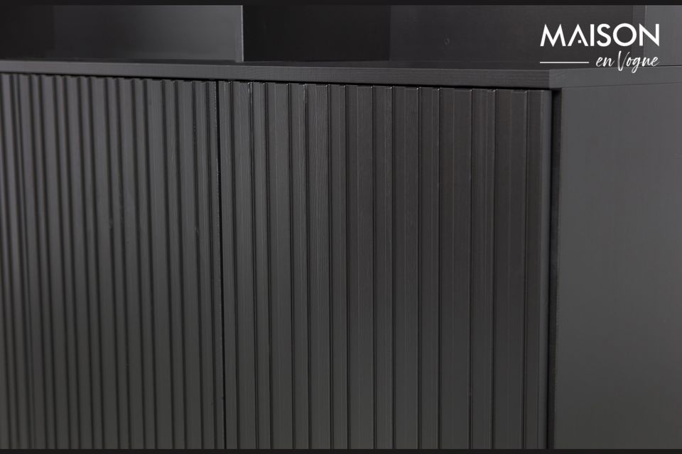 aus | en New Holz Wandschrank 200cm Woood schwarz - Vogue Maison